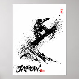 Snowboard Brush Art - Snowboarder Grab Jump Poster