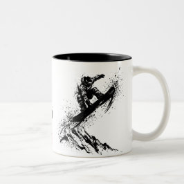Snowboard Brush Art - Snowboarder Grab Jump Två-Tonad Mugg