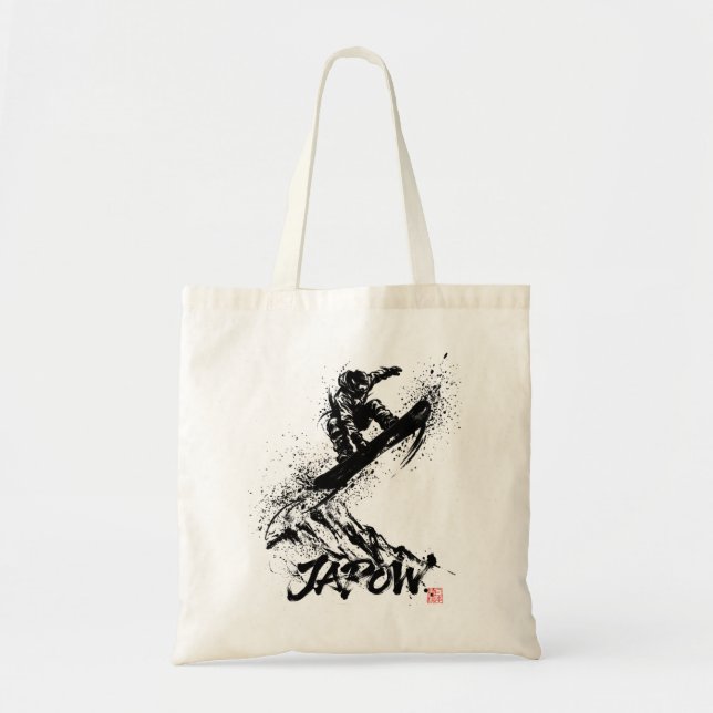 Snowboard Brush Art - Snowboarder Grab Jump Tygkasse (Framsidan)