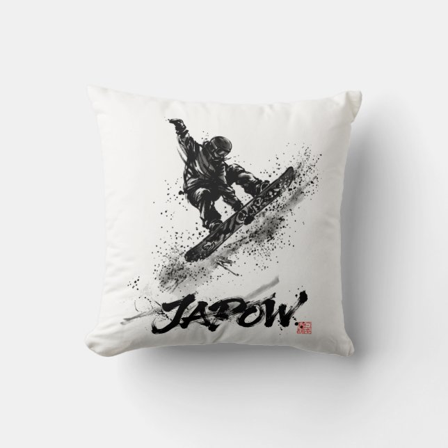 Snowboard Brush Art - Snowboarder Grab Kudde (Framsida)