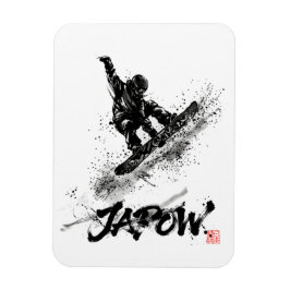 Snowboard Brush Art - Snowboarder Grab Magnet