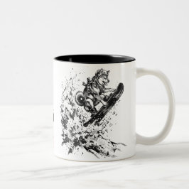 Snowboard Brush Art - Snowboarder Husky Två-Tonad Mugg