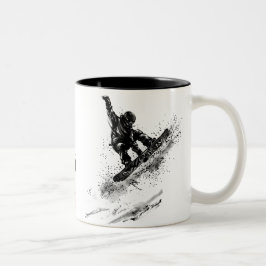 Snowboard Brush Art - Snowboarder Jump Två-Tonad Mugg