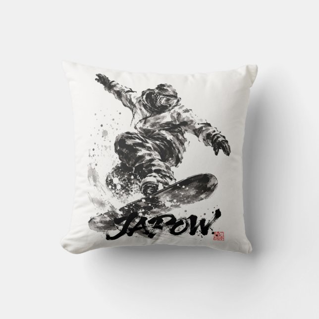 Snowboard Brush Art - Snowboarder Light Kudde (Framsida)