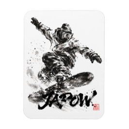 Snowboard Brush Art - Snowboarder Light Magnet