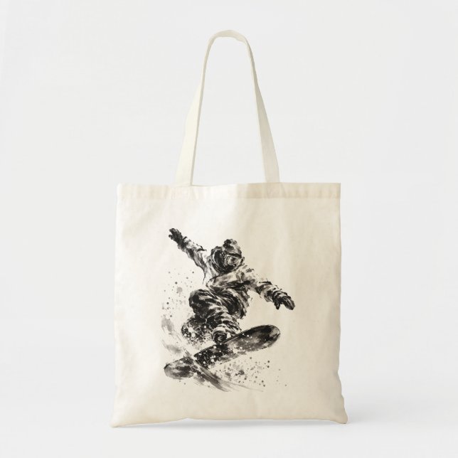 Snowboard Brush Art - Snowboarder Light - No Logo Tygkasse (Framsidan)