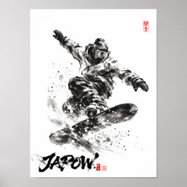 Snowboard Brush Art - Snowboarder light Poster