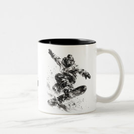 Snowboard Brush Art - Snowboarder Light Två-Tonad Mugg