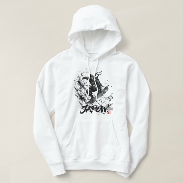 Snowboard Brush Art - Snowboarder Ninja Hoodie (Design framsida)