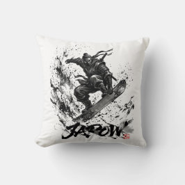 Snowboard Brush Art - Snowboarder Ninja Kudde