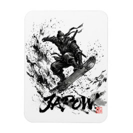 Snowboard Brush Art - Snowboarder Ninja Magnet
