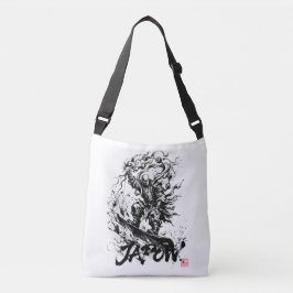 Snowboard Brush Art - Snowboarder Raijin God Axelväska