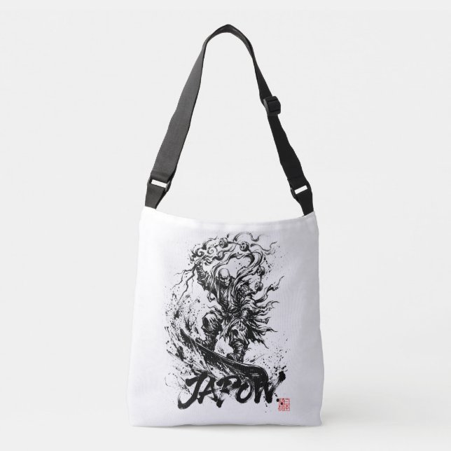 Snowboard Brush Art - Snowboarder Raijin God Axelväska (Framsida)