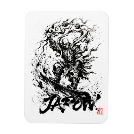 Snowboard Brush Art - Snowboarder Raijin God Magnet