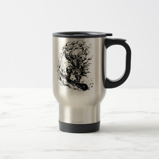Snowboard Brush Art - Snowboarder Raijin God Resemugg (Höger)