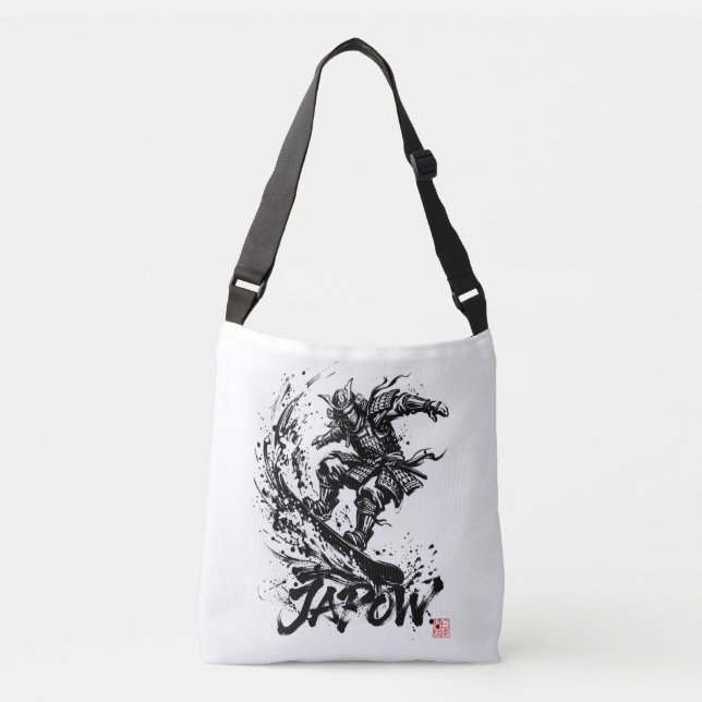 Snowboard Brush Art - Snowboarder Samurai Axelväska (Framsida)