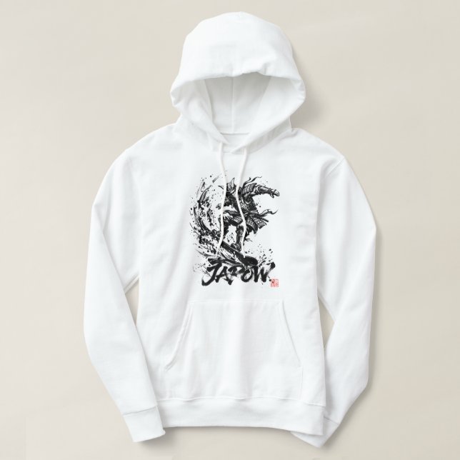 Snowboard Brush Art - Snowboarder Samurai Hoodie (Design framsida)