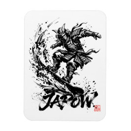 Snowboard Brush Art - Snowboarder Samurai Magnet
