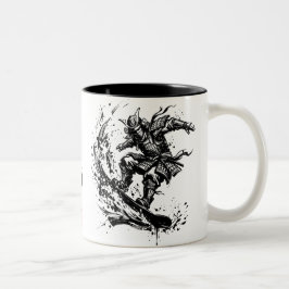 Snowboard Brush Art - Snowboarder Samurai Två-Tonad Mugg