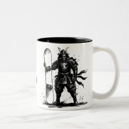 Snowboard Brush Art - Snowboarder Standing Samurai Två-Tonad Mugg