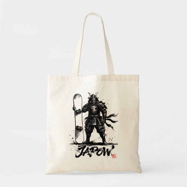 Snowboard Brush Art - Snowboarder Standing Samurai Tygkasse (Framsidan)