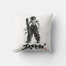 Snowboard Brush Art - Standing Samurai Musashi Kudde