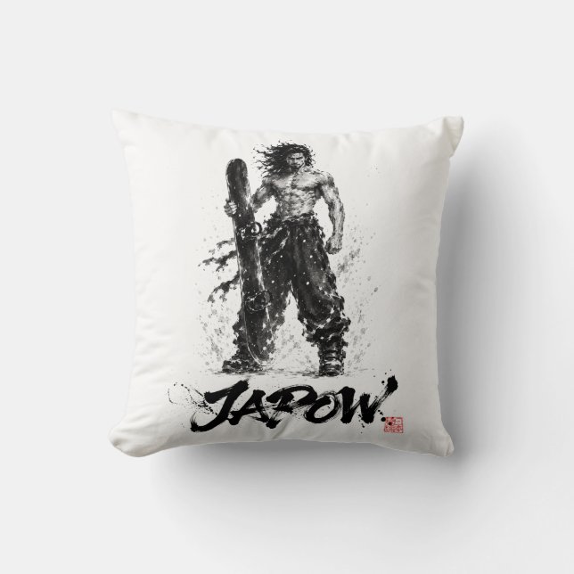 Snowboard Brush Art - Standing Samurai Musashi Kudde (Framsida)