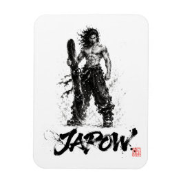 Snowboard Brush Art - Standing Samurai Musashi Magnet