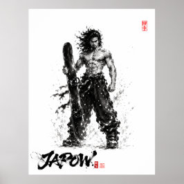Snowboard Brush Art - Standing Samurai Musashi Poster