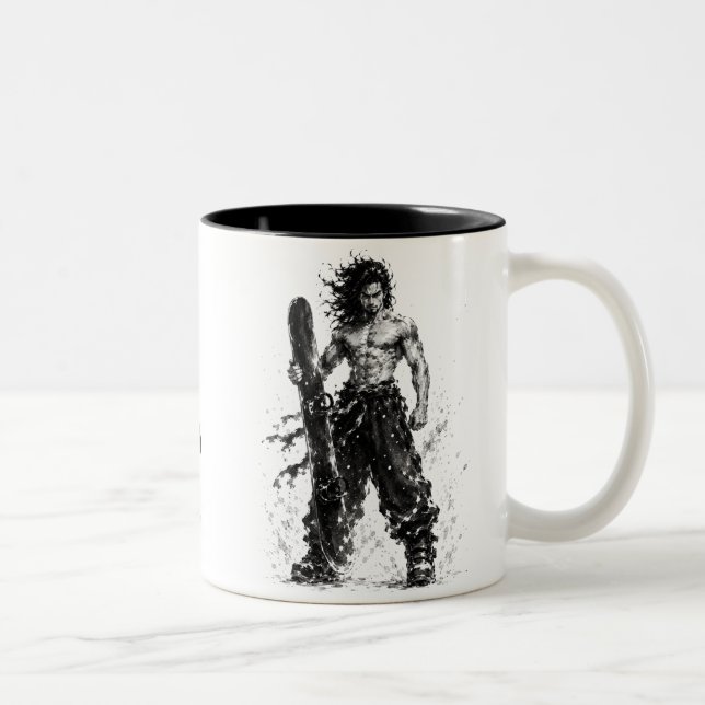 Snowboard Brush Art - Standing Samurai Musashi Två-Tonad Mugg (Höger)