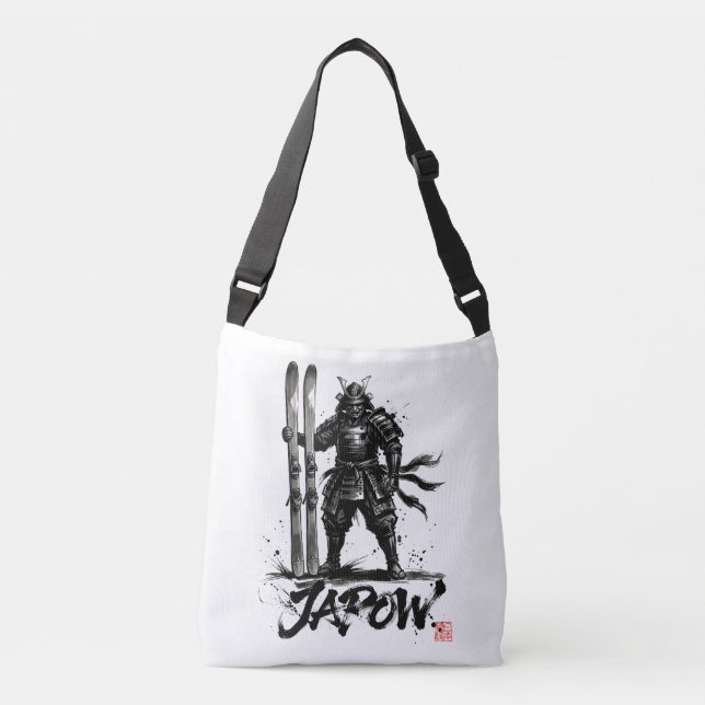 Snowboard Brush Art - Standing Samurai Ski Axelväska (Framsida)