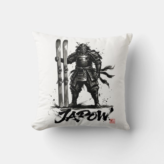 Snowboard Brush Art - Standing Samurai Ski Kudde (Framsida)