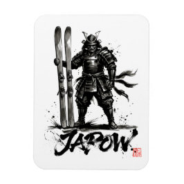 Snowboard Brush Art - Standing Samurai Ski Magnet