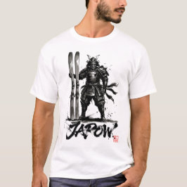 Snowboard Brush Art - Standing Samurai Ski T Shirt