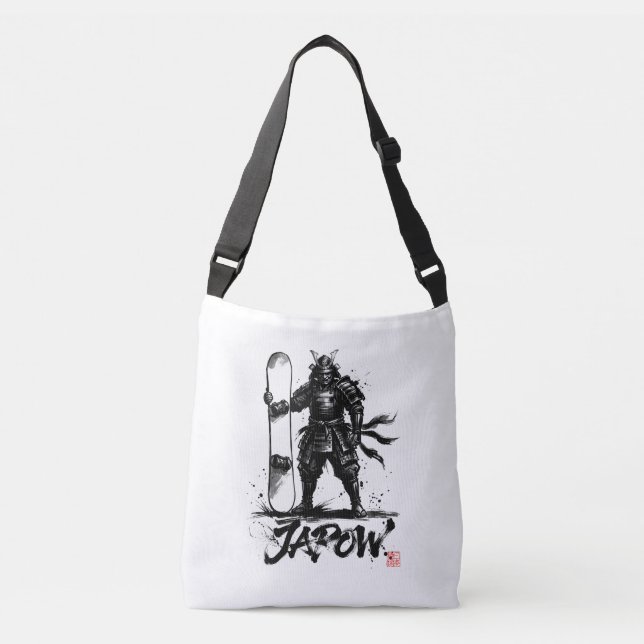 Snowboard Brush Art - Standing Samurai snowboard  Axelväska (Framsida)
