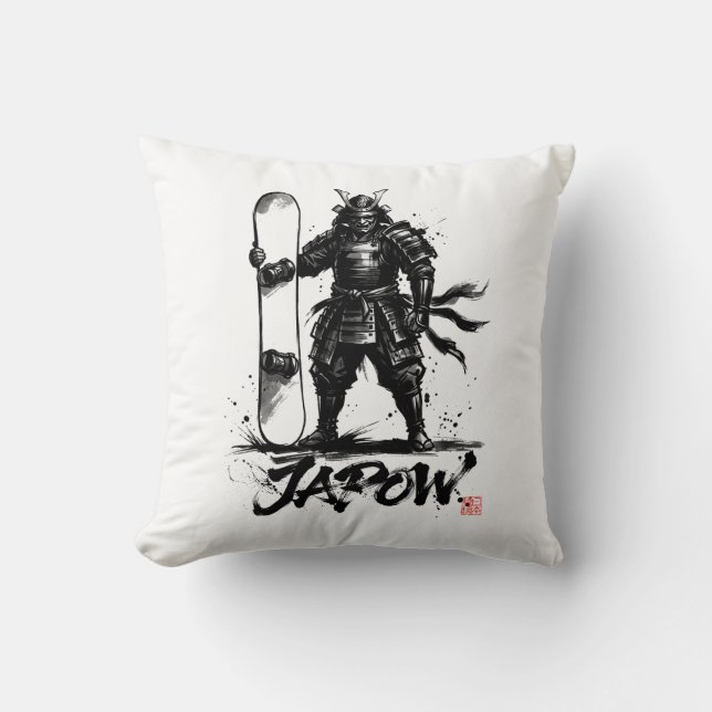 Snowboard Brush Art - Standing Samurai snowboard  Kudde (Framsida)