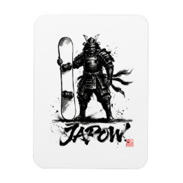Snowboard Brush Art - Standing Samurai snowboard Magnet