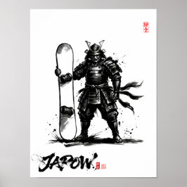 Snowboard Brush Art - Standing Samurai Snowboard Poster