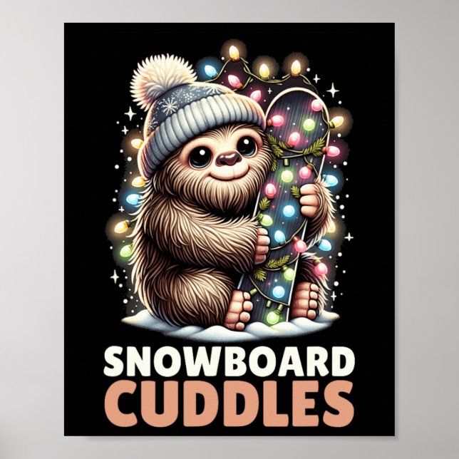 Snowboard Cuddles jul Lit Bigfoot Snowboardi Poster (Framsidan)