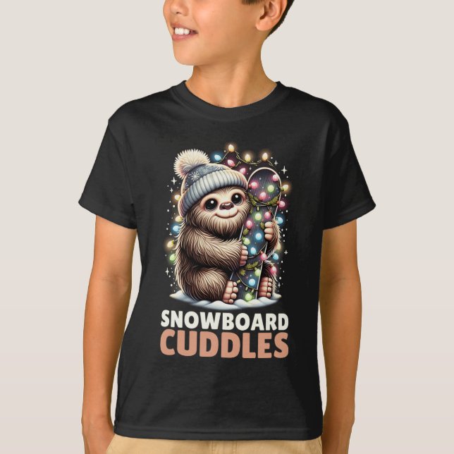 Snowboard Cuddles jul Lit Bigfoot Snowboardi T Shirt (Framsida)