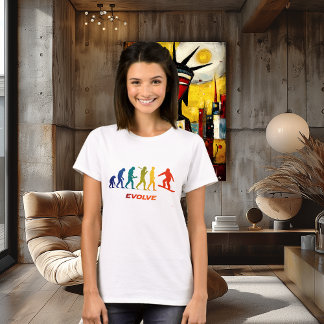 Snowboard Evolution Silhouette Jump Design T Shirt