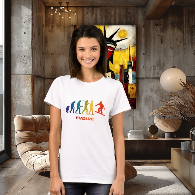 Snowboard Evolution Siluett Hopp Design T Shirt (Skapare uppladdad)