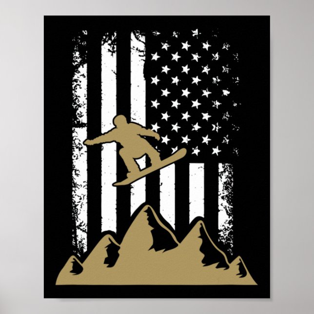 Snowboard Flagga Winter Snowboarding Sport Ski Gif Poster (Framsidan)