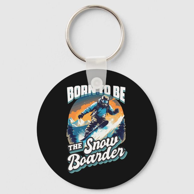 Snowboard, född till snöbordande Retro Snö-vaccine Nyckelring (Framsida)