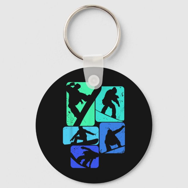 Snowboard for Snowboarder Retro Manar Snowboarding Nyckelring (Framsida)