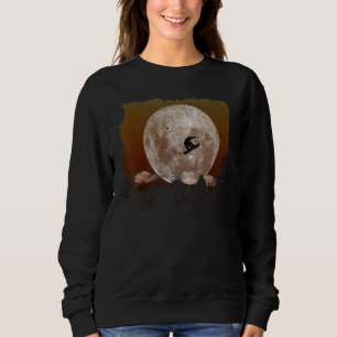 Snowboard fristil måne skidåkare berg snö Vin T Shirt