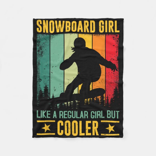 Snowboard Girl som en vanlig flicka men Cooler Snö Fleecefilt (Framsidan)