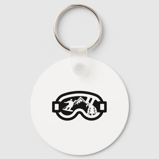 Snowboard Goggles Mountain Snowboarding Nyckelring (Framsida)
