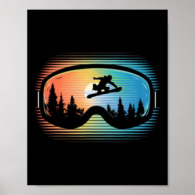 Snowboard Goggles Vintage Mountain Snowboarding Re Poster (Framsidan)