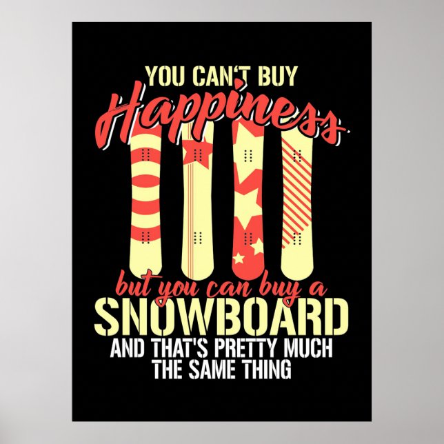 Snowboard gör mig Lycklig Poster (Framsidan)